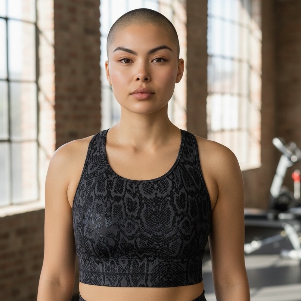Torrid Active Grey Snakeskin Racerback Sports Bra Metallic Animal Print 3